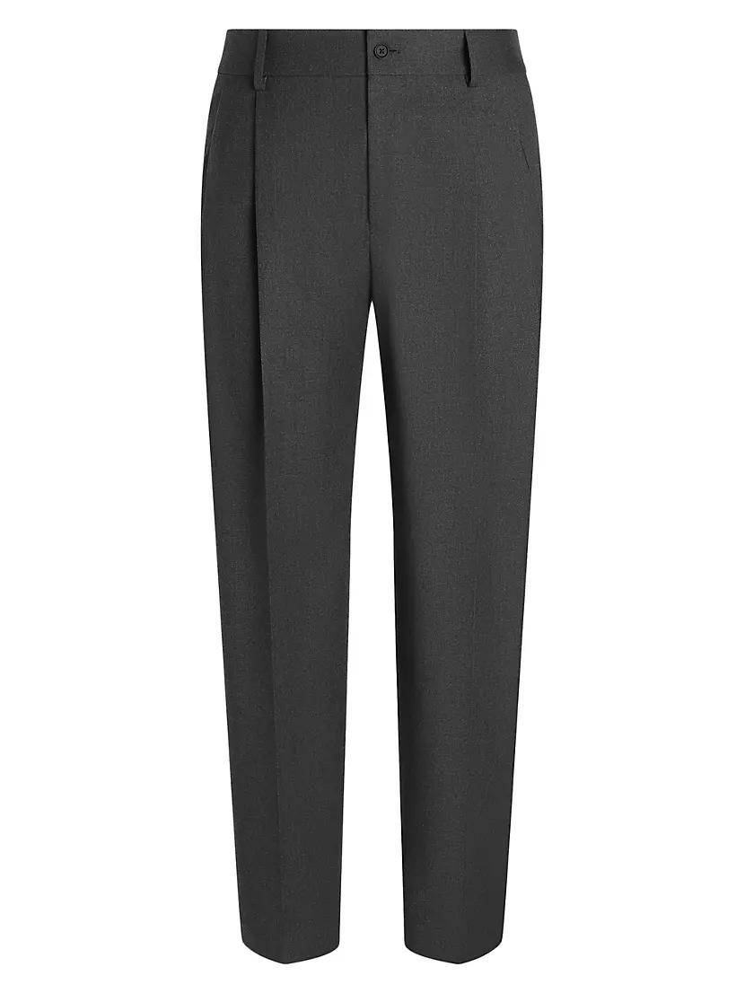 Stretch-Wool Pleated Trousers Product Image
