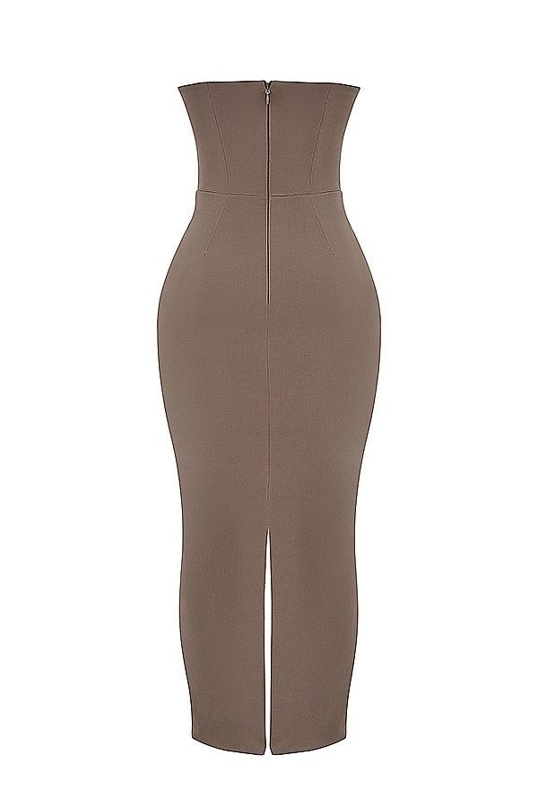 Lucia Taupe Strapless Corset Maxi Dress Product Image