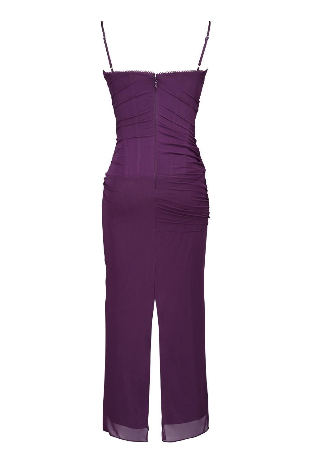 Nalini Grape Mesh Corset Maxi Dress Product Image