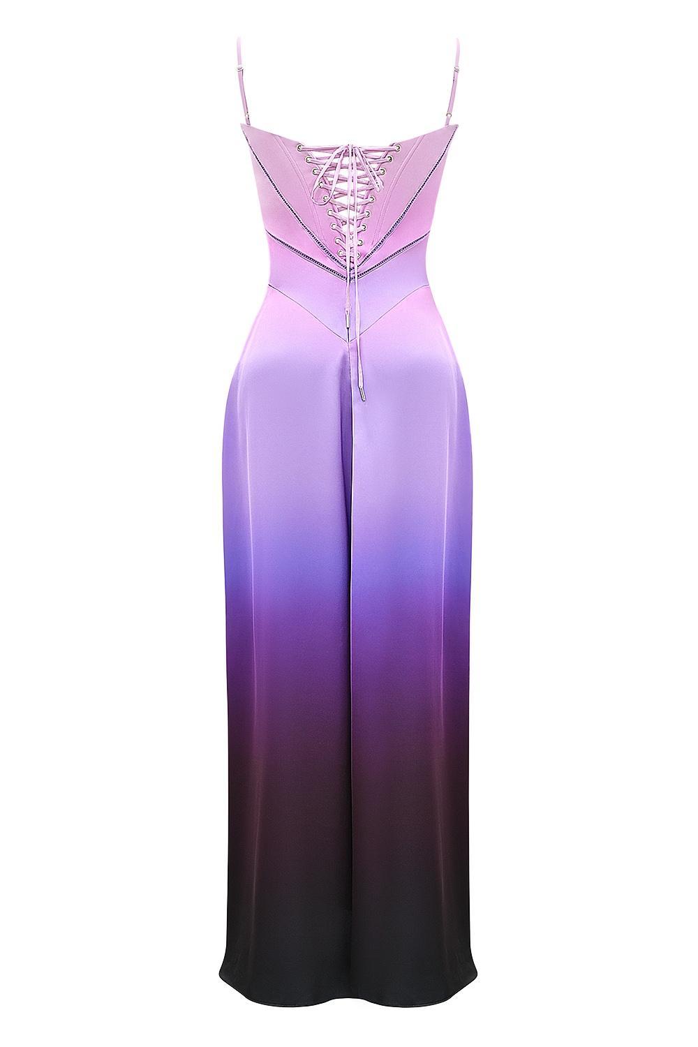 Anabella Ombre Print Lace Up Maxi Dress Product Image