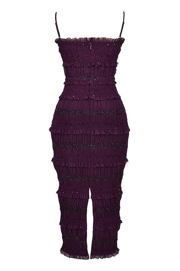 Solana Grape Sequin Pleat Corset Dress Product Image