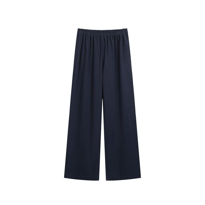 High Waist Plain Wide Leg Pants Product Image