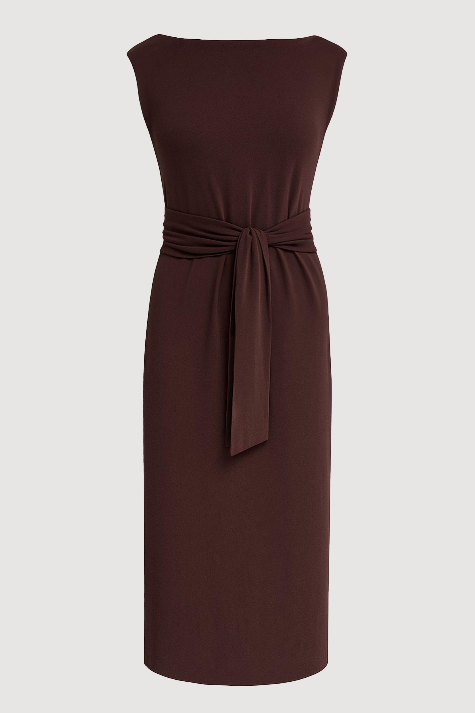 Edina Tie-Front Slit-Neck Dress Product Image
