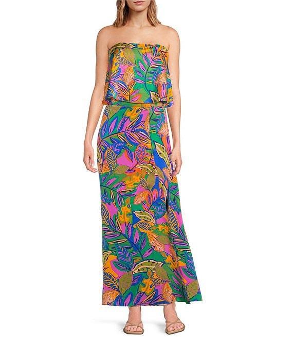 Sugarlips Kenzie High Waisted Multi Tropical Floral Satin Coordinating Maxi Skirt Product Image