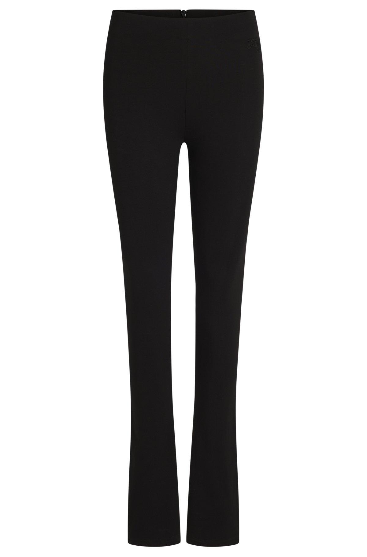 HUGO - Flared-leg trousers in stretch cotton - Black Product Image