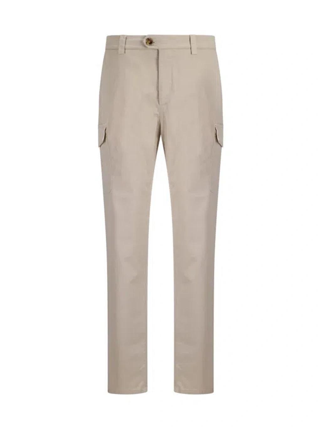 BRUNELLO CUCINELLI Man Pants Military Green Size 42 Cotton In Semi Di Lino Product Image
