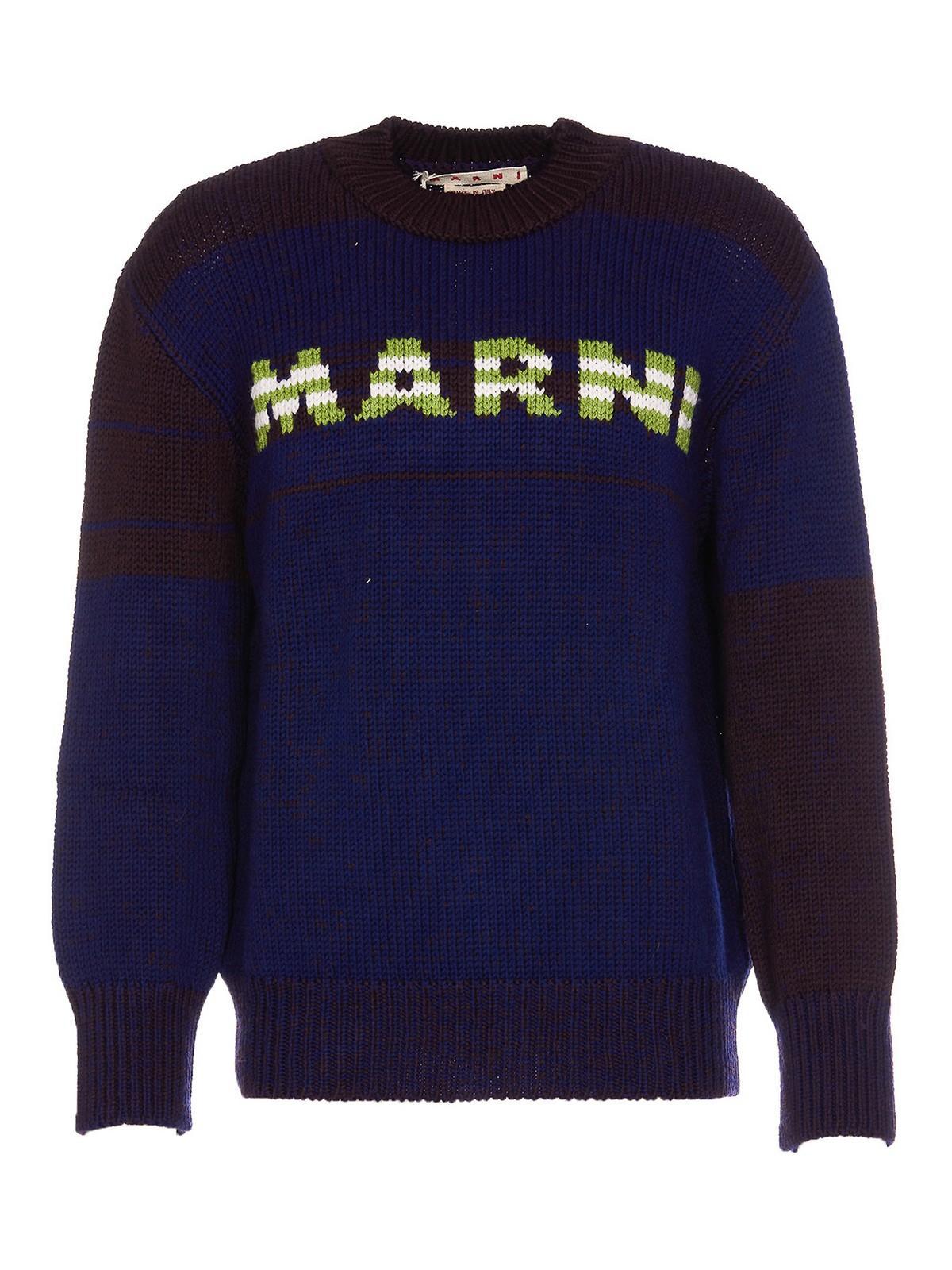 MARNI Logo Sweater In Azul Product Image