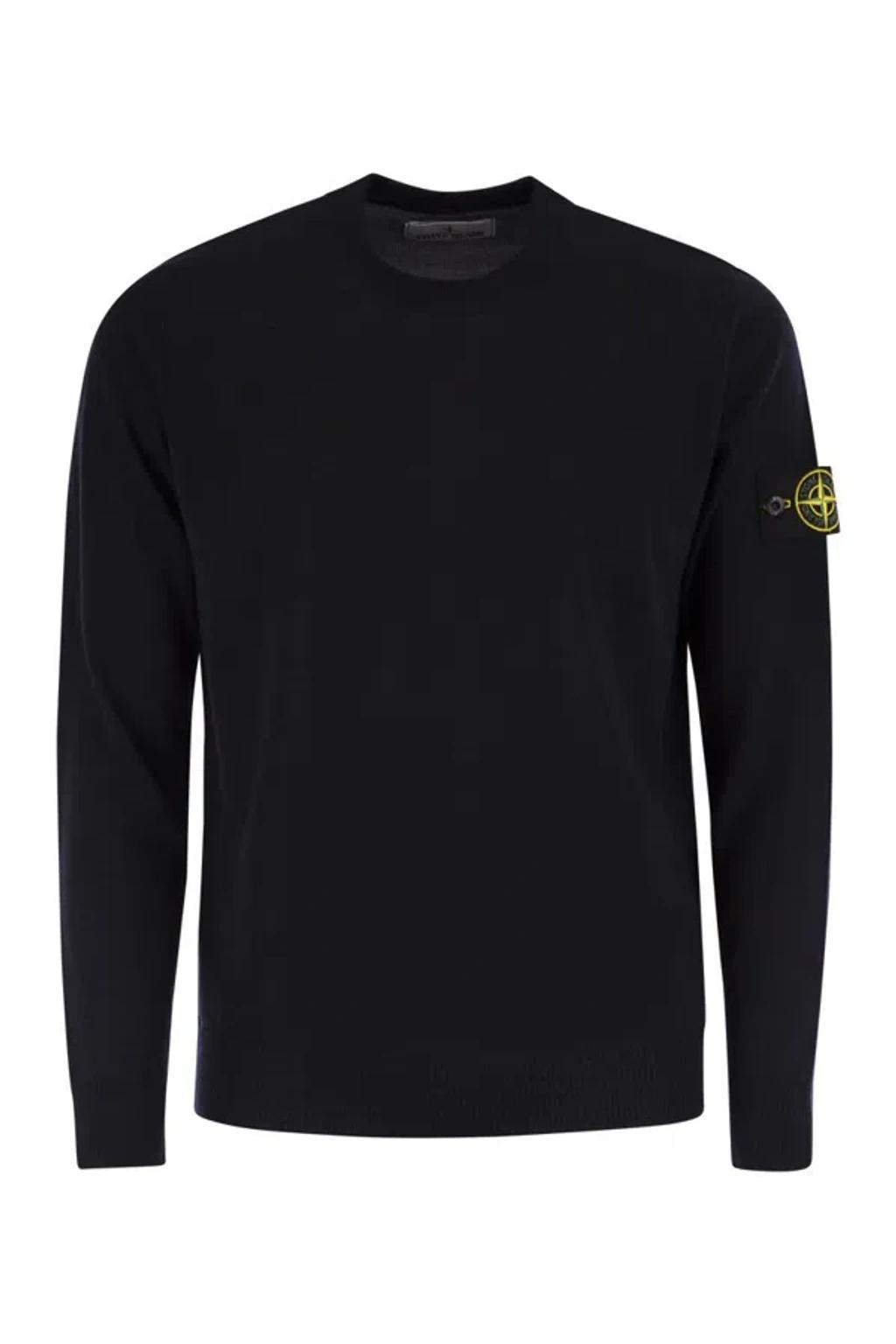 STONE ISLAND Midnight Blue Wool Blend Sweater Product Image