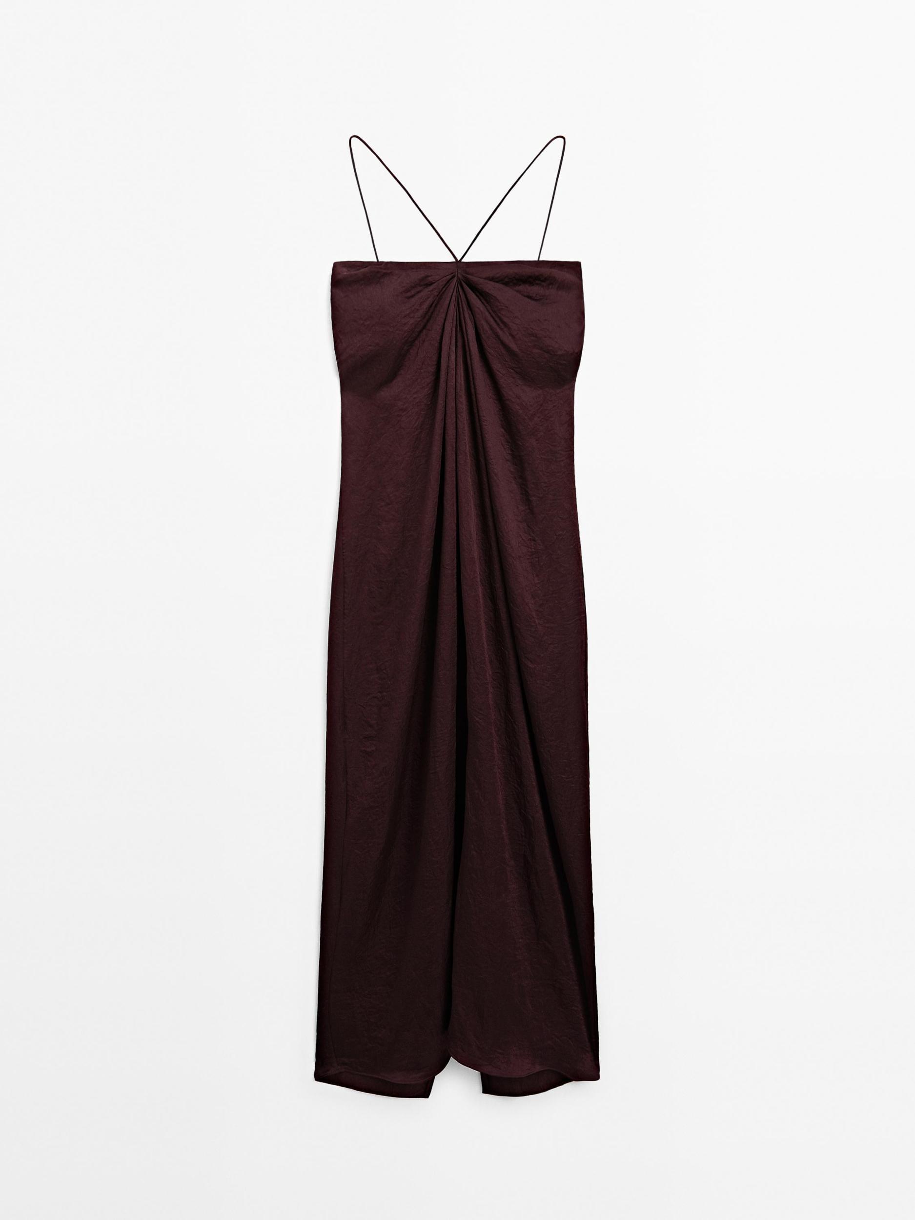 Draped satin midi dress - STUDIO Product Image