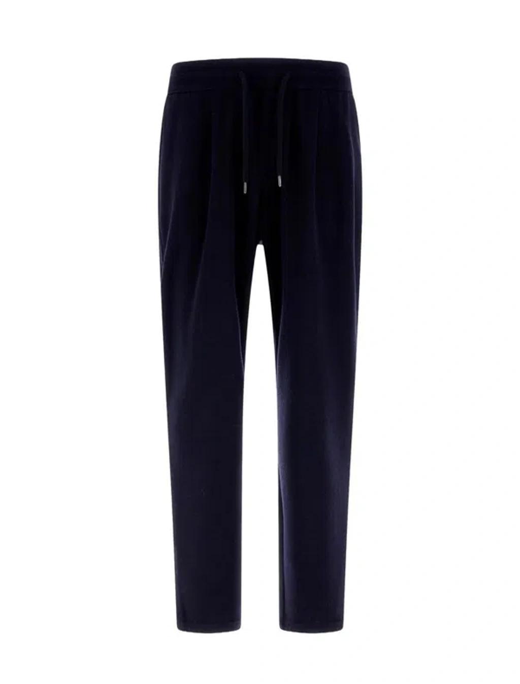 HERNO Resort Trousers In Coupled Wool Pique In Blue Product Image