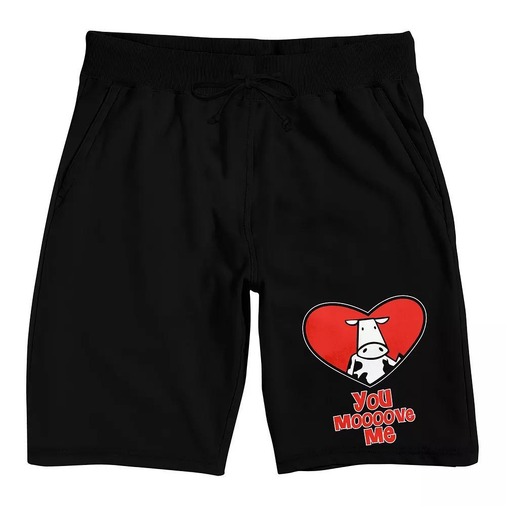 Men's Valentines Cow Heart Pajama Shorts, Size: Small, Black Product Image