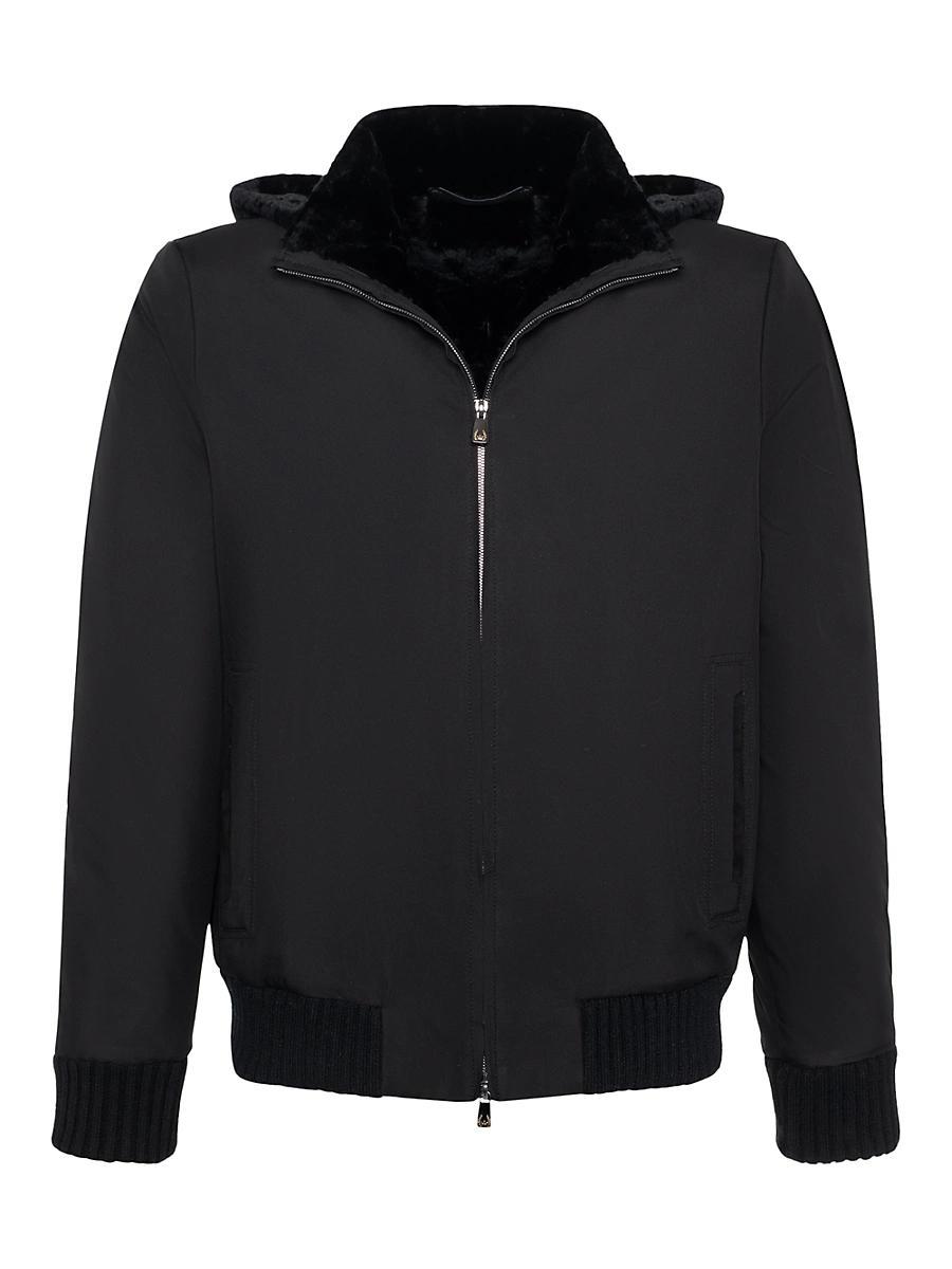 Mens Fabric Jacket with Select Lamb Lining and Detachable Hood Product Image
