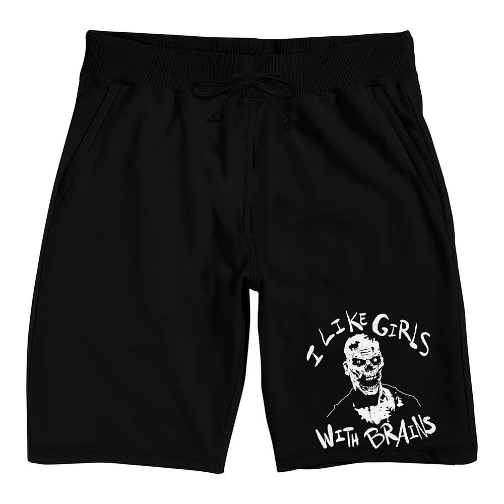 Men's I Like Girls With Brains Pajama Shorts, Size: Small, Black Product Image