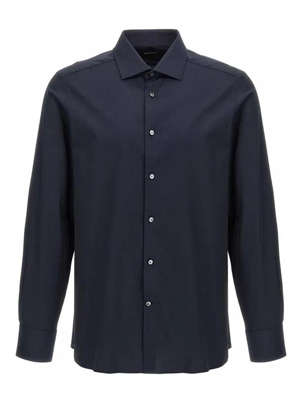 ZEGNA Poplin Shirt In Blue Product Image