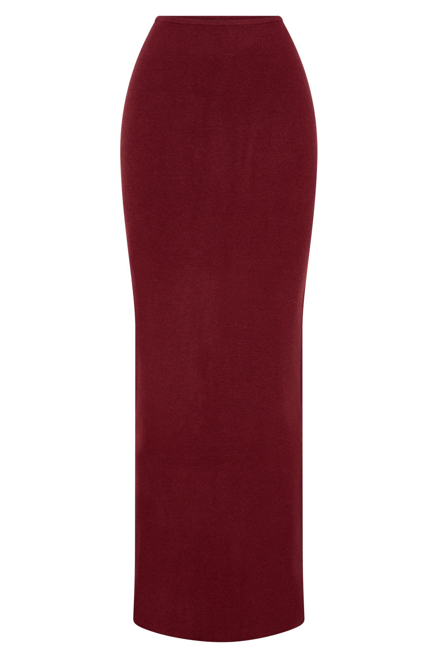Kyle Knit Maxi Skirt - Cherry Red Product Image