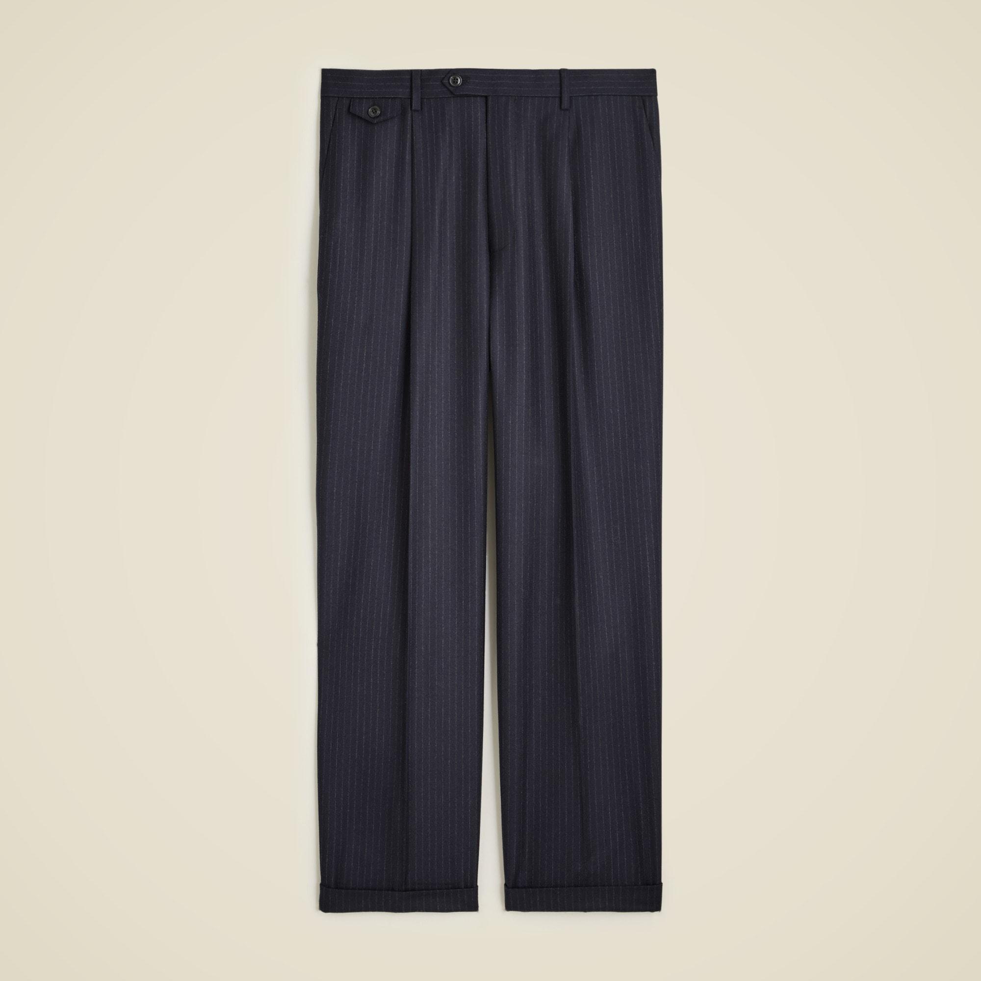 Relaxed-fit single-pleat trouser in Italian wool chalk stripe Product Image