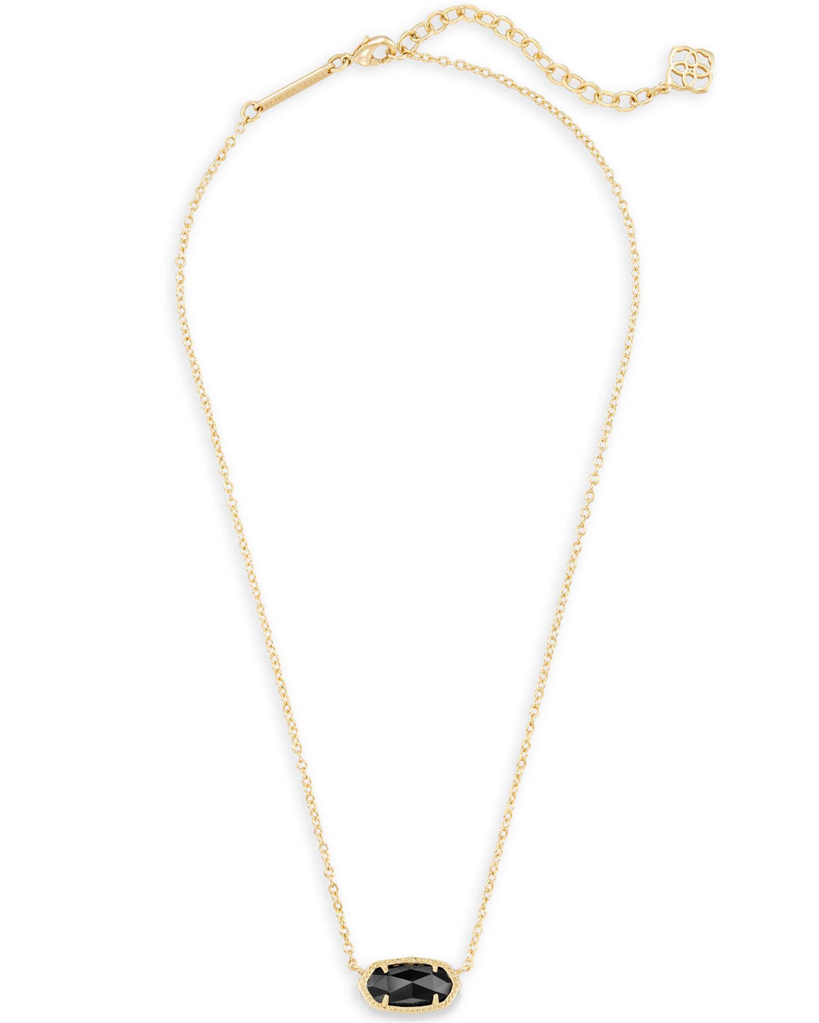 Elisa Gold Pendant Necklace in Black Opaque Glass Product Image