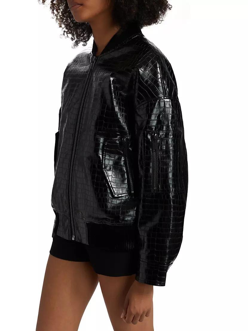 Debossed Croc Bomber Jacket Product Image