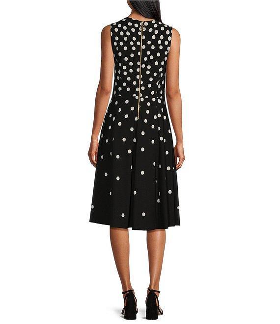 Investments Scuba Crepe Dotted Sleeveless Fit and Flare Dress Product Image
