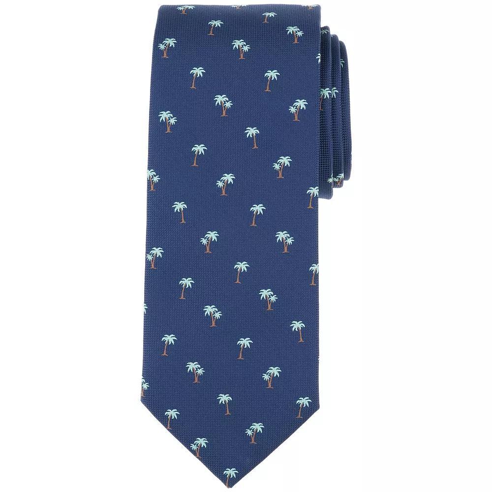 Men's Bespoke Tropical Patterned Tie, Navy Pink Product Image