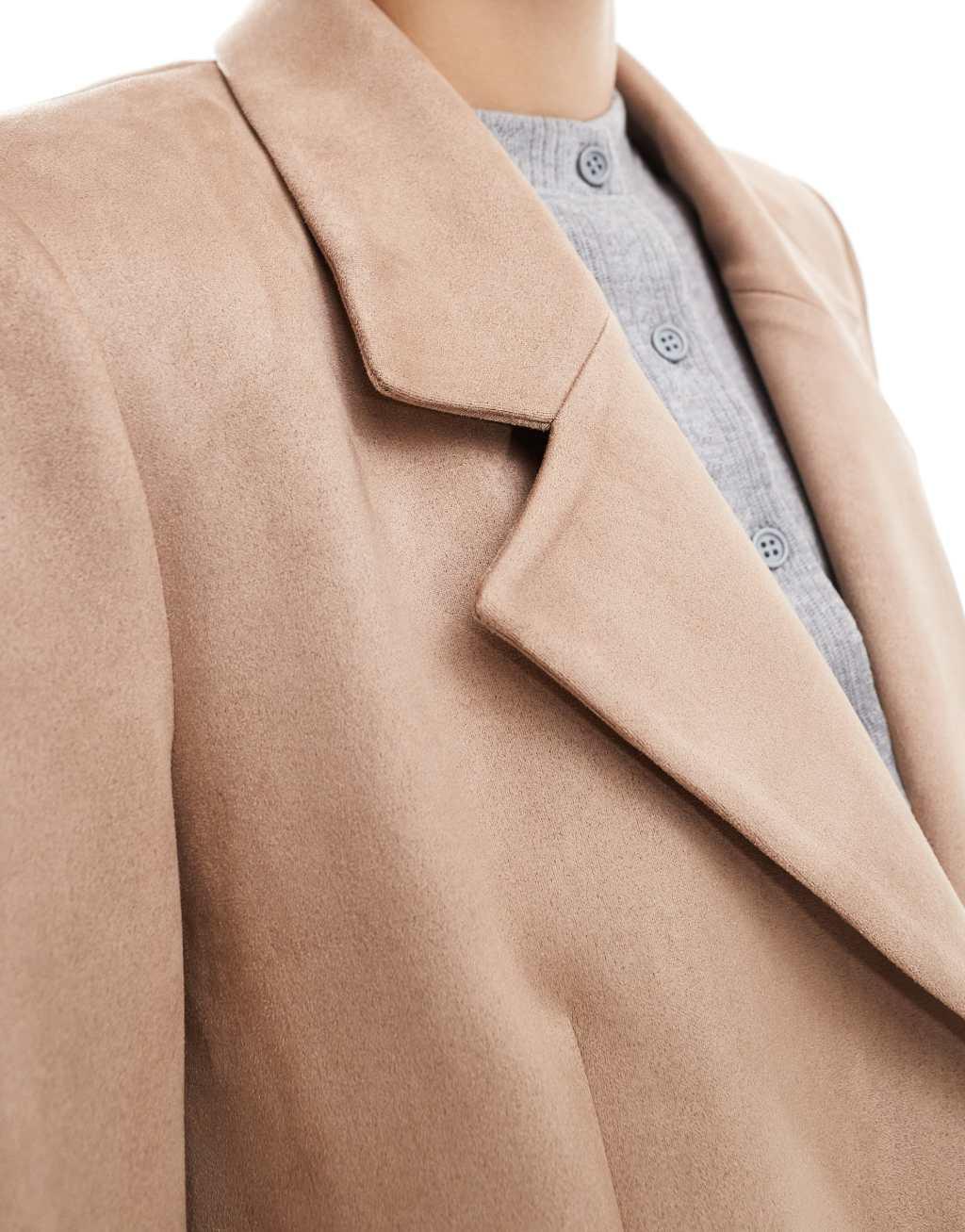 ASOS DESIGN suedette oversized blazer in tan | ASOS Product Image