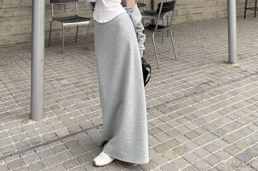 Hooded Crop Zip Jacket / High Rise Maxi A-Line Skirt Product Image