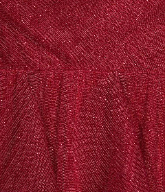 Pear Culture Sleeveless Corkscrew Glitter Solid Mesh Dress Product Image