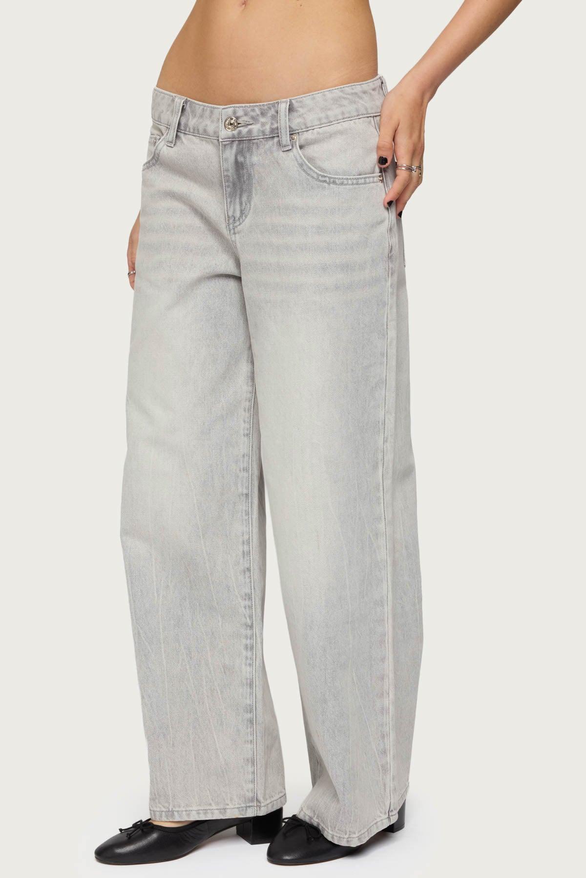 Petite Magda Low Rise Acid Wash Jeans Product Image