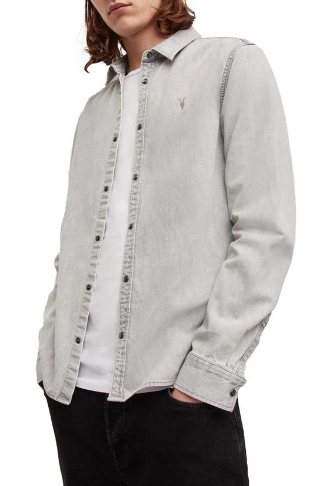 Gleason Cotton Shirt In Gray Product Image