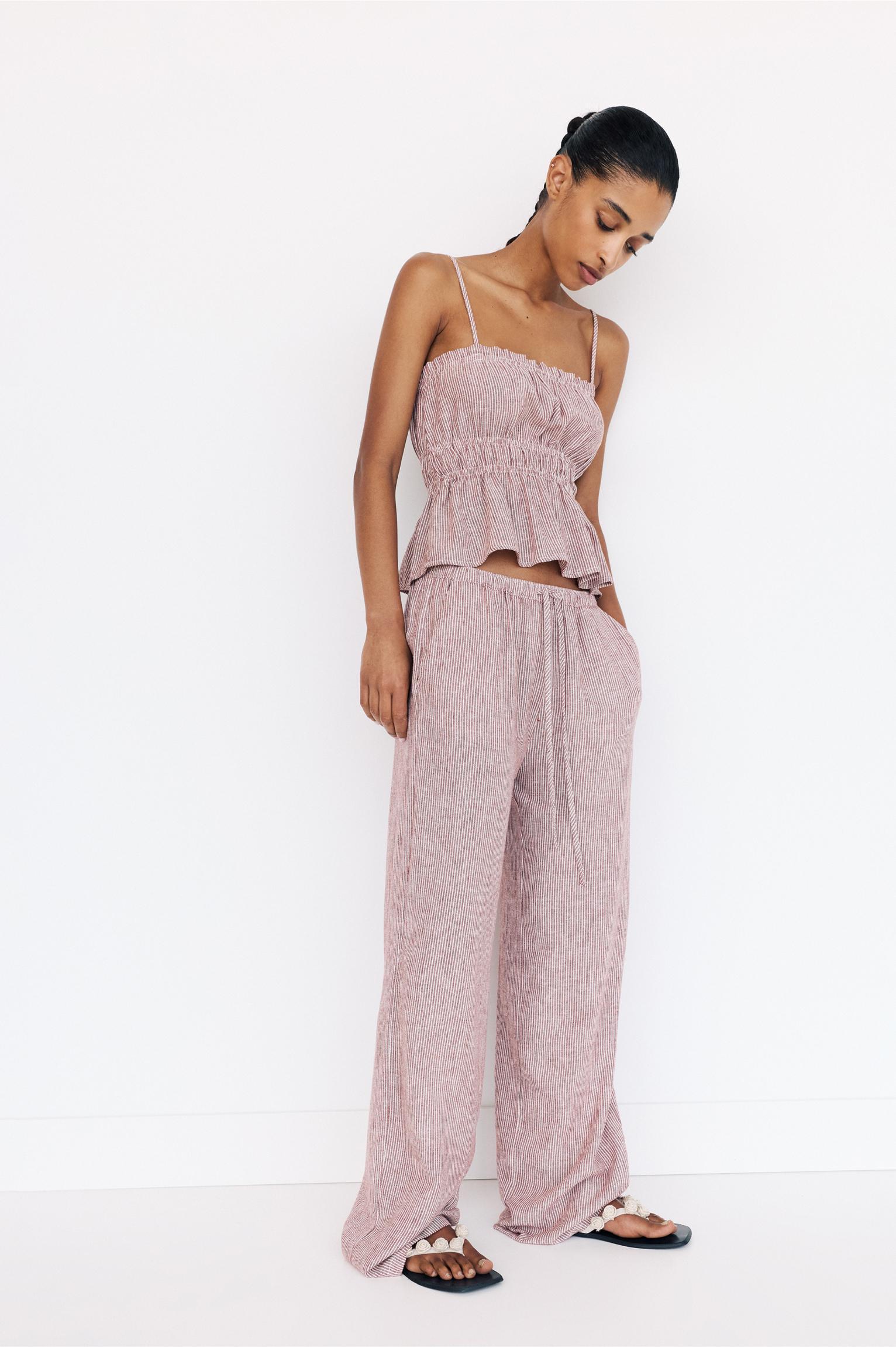 Striped pajama-style pants Product Image