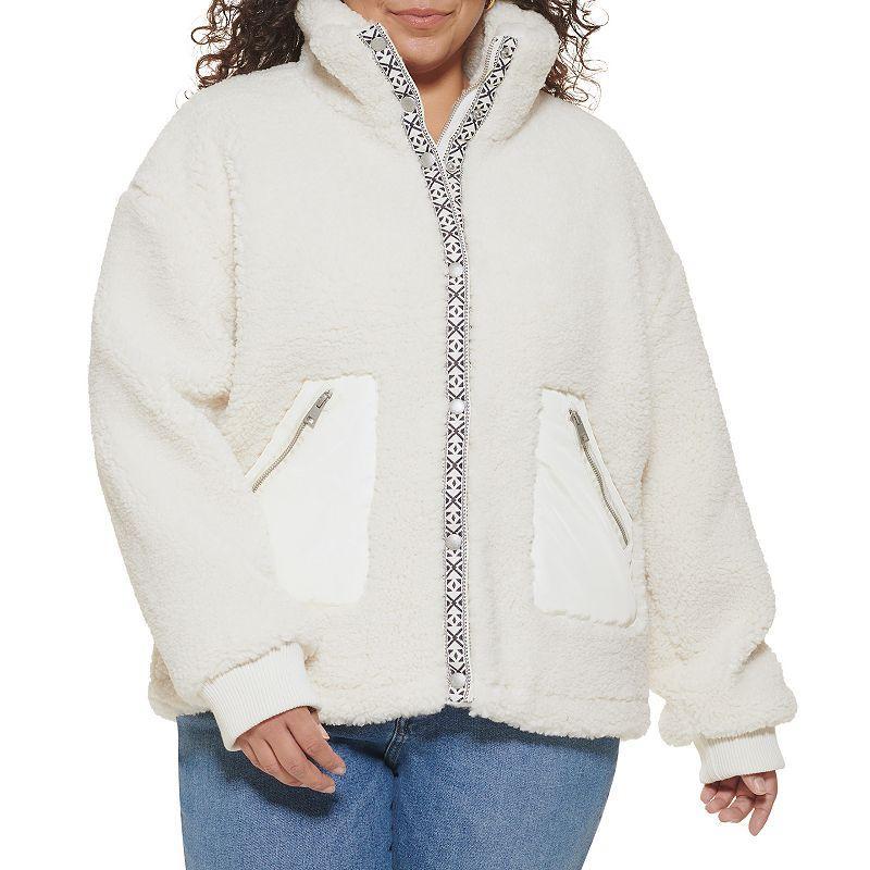 Plus Size Levi's® Cozy Teddy Sherpa Jacket, Women's, Size: 3XL, Black Leopard Product Image