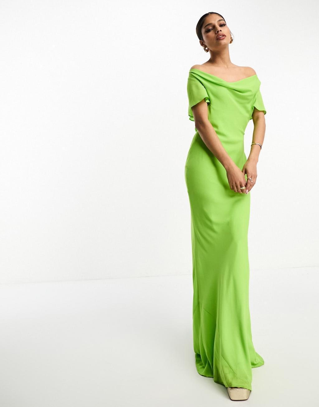 ASOS DESIGN flutter sleeve cowl neck maxi dress Product Image