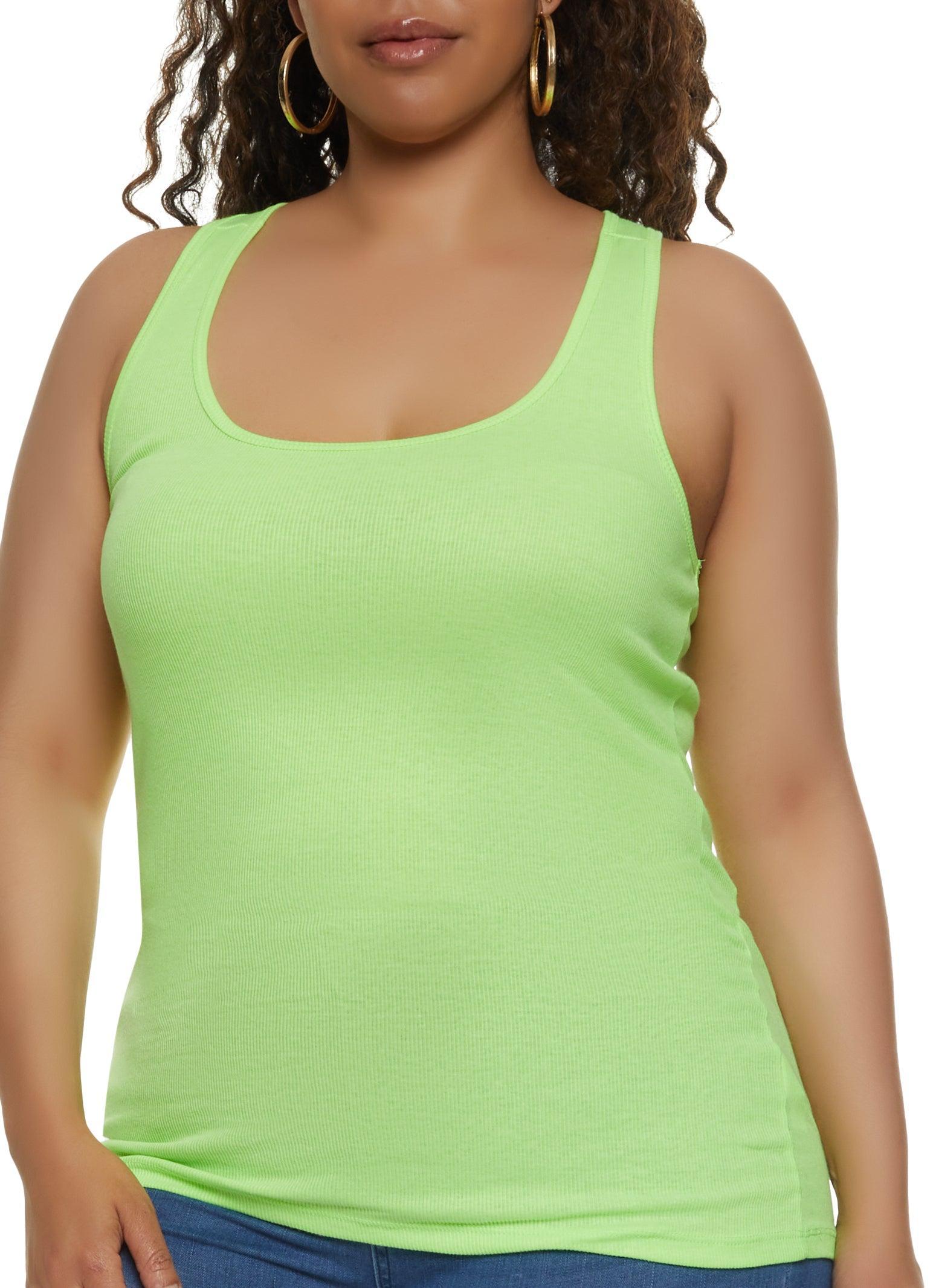 Womens Plus Size Ribbed Knit Racerback Tank Top Product Image