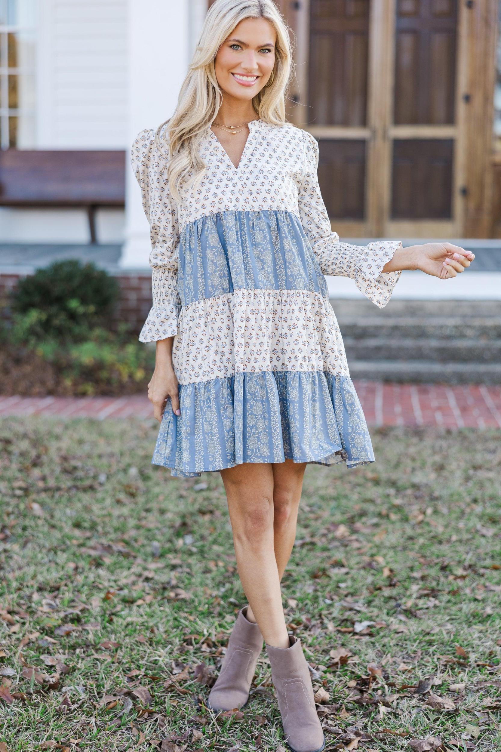 In Your Happy Place Brown Mixed Print Dress Female Product Image
