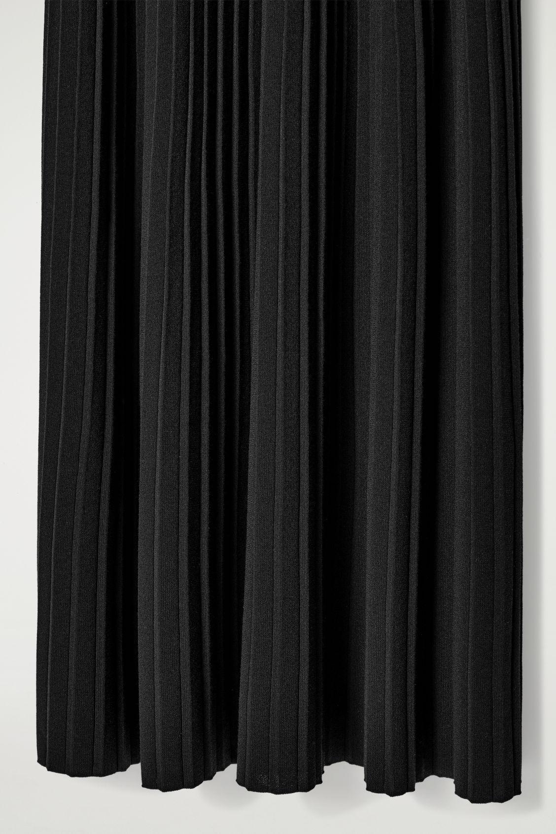 PLEATED HIGH-NECK MAXI DRESS Product Image