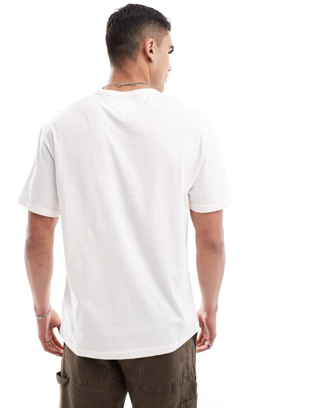 Tommy Jeans badge logo pocket t-shirt in white Product Image