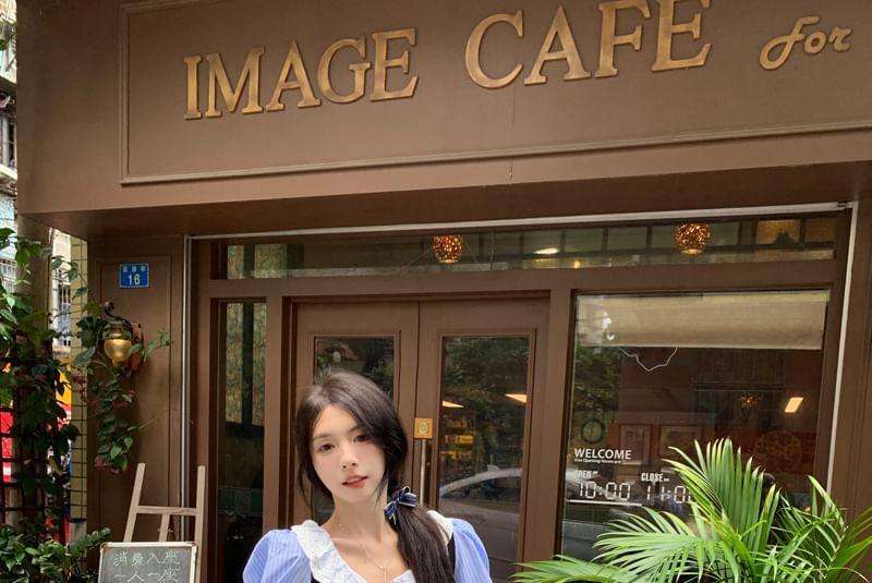 Long-Sleeve Striped Crop Shirt Product Image