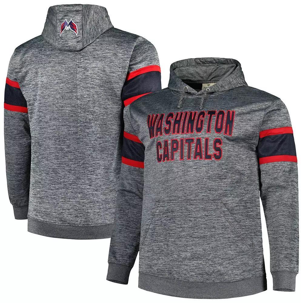 Men's Heather Charcoal Washington Capitals Big & Tall Stripe Pullover Hoodie, Size: 5XB Product Image