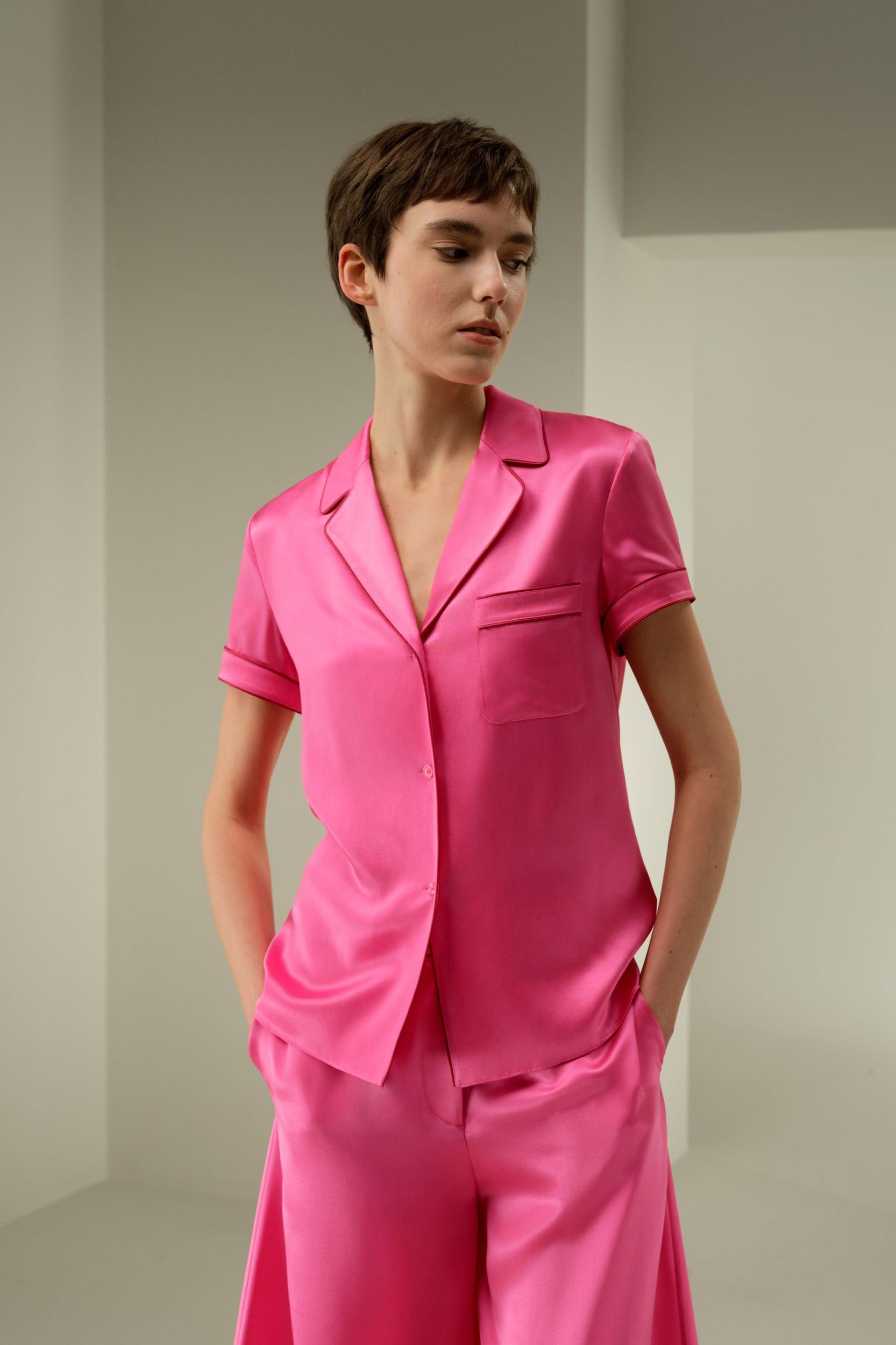 Contrast-Trimmed Silk Shirt Product Image