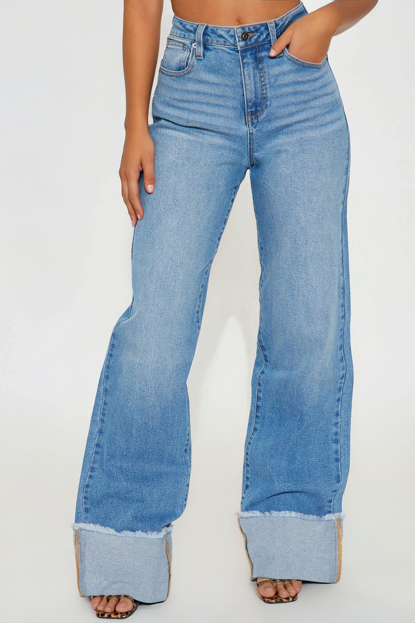 Tall All The While Cuffed Wide Leg Jeans - Light Wash Product Image