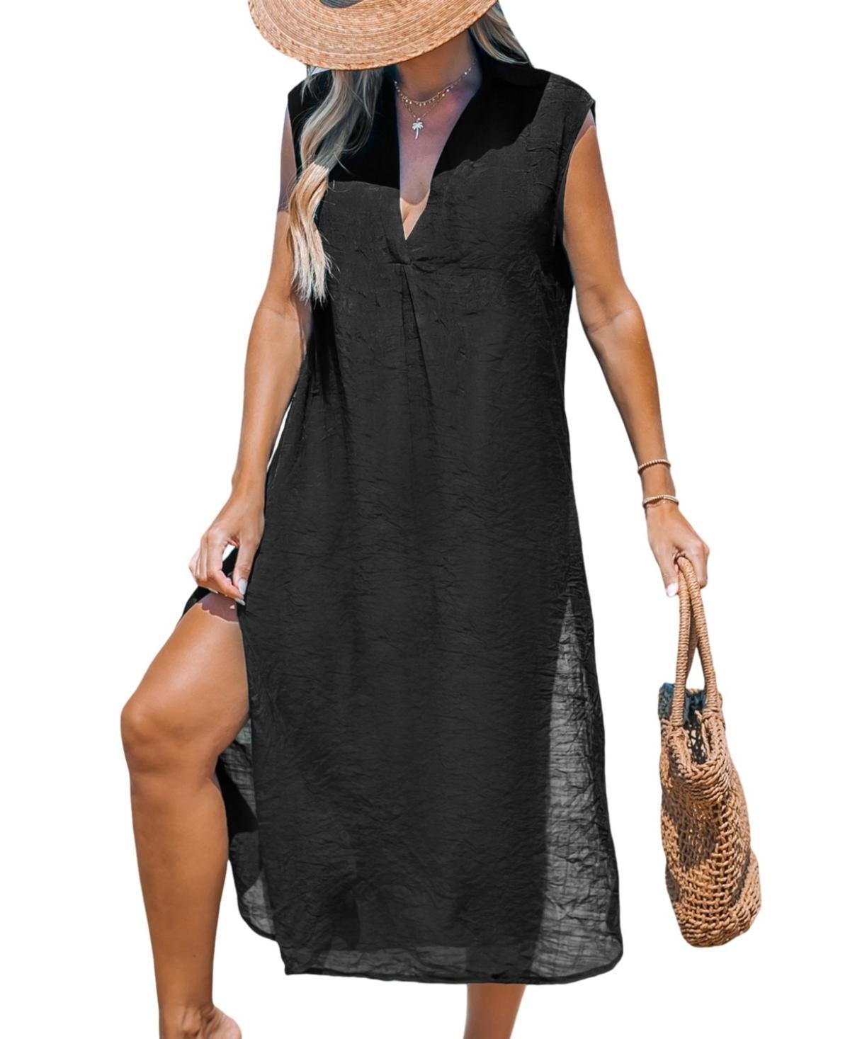 Women's Cupshe Swim Cover-Up Midi Dress, Size: Large, Black Product Image