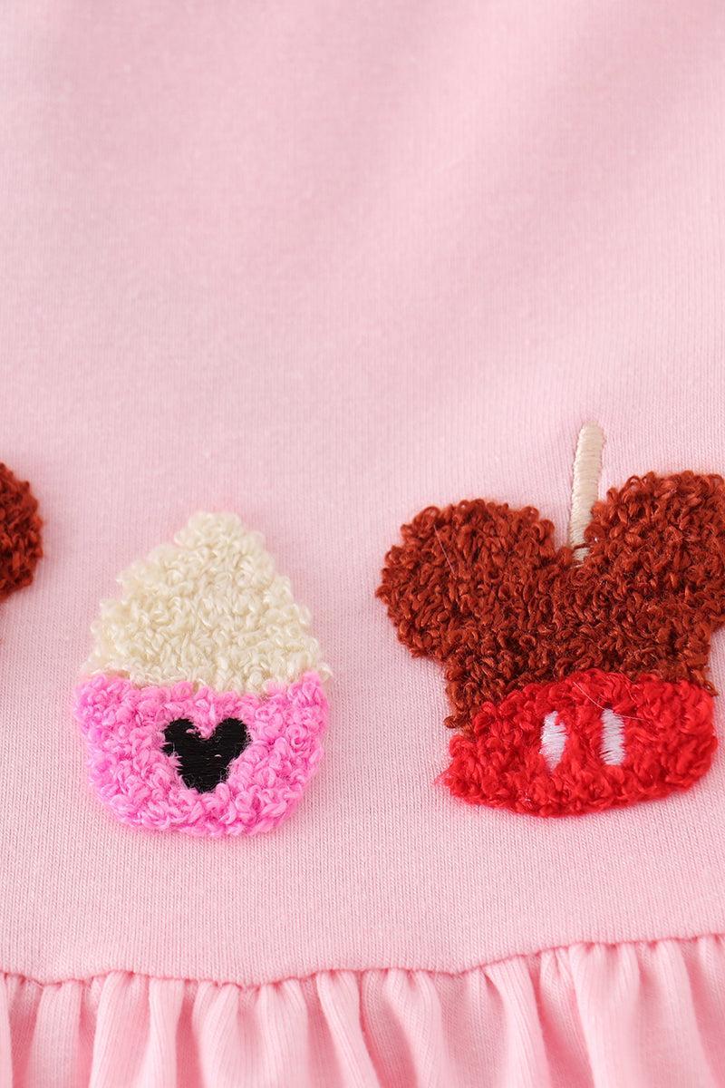 Pink character ice cream french knot dress Product Image