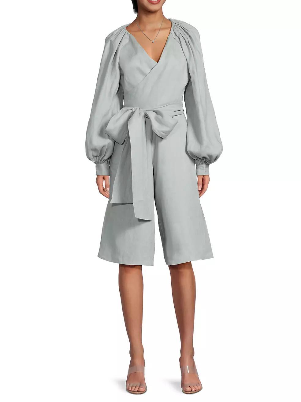 Debra Tie-Waist Linen Jumpsuit Product Image