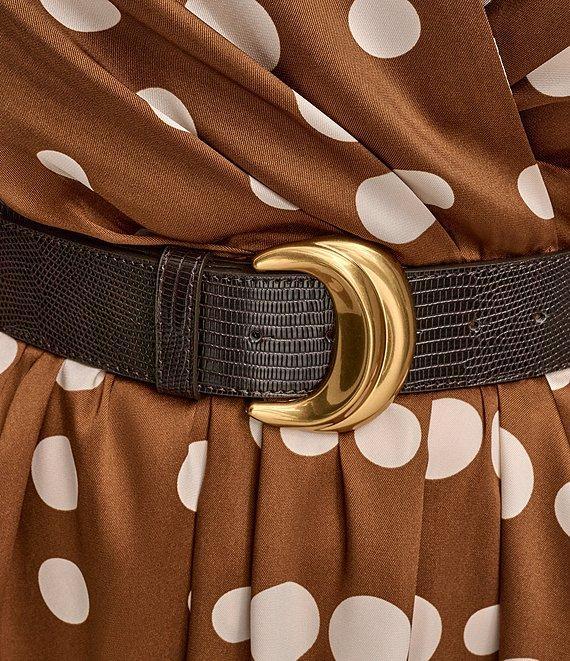 Donna Karan Plus Size Halter Neck Polka Dot Print Belted Midi Dress Product Image