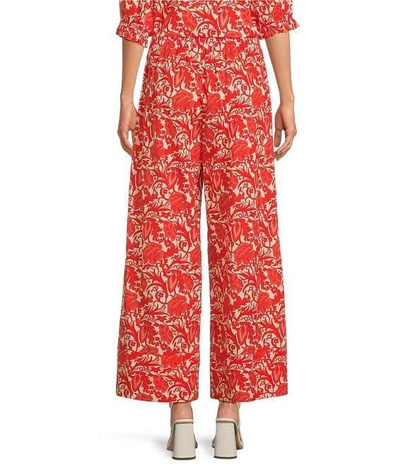 Ro's Garden Nico Woven Floral Print Elastic Waist Drawstring Pull-On Pants Product Image