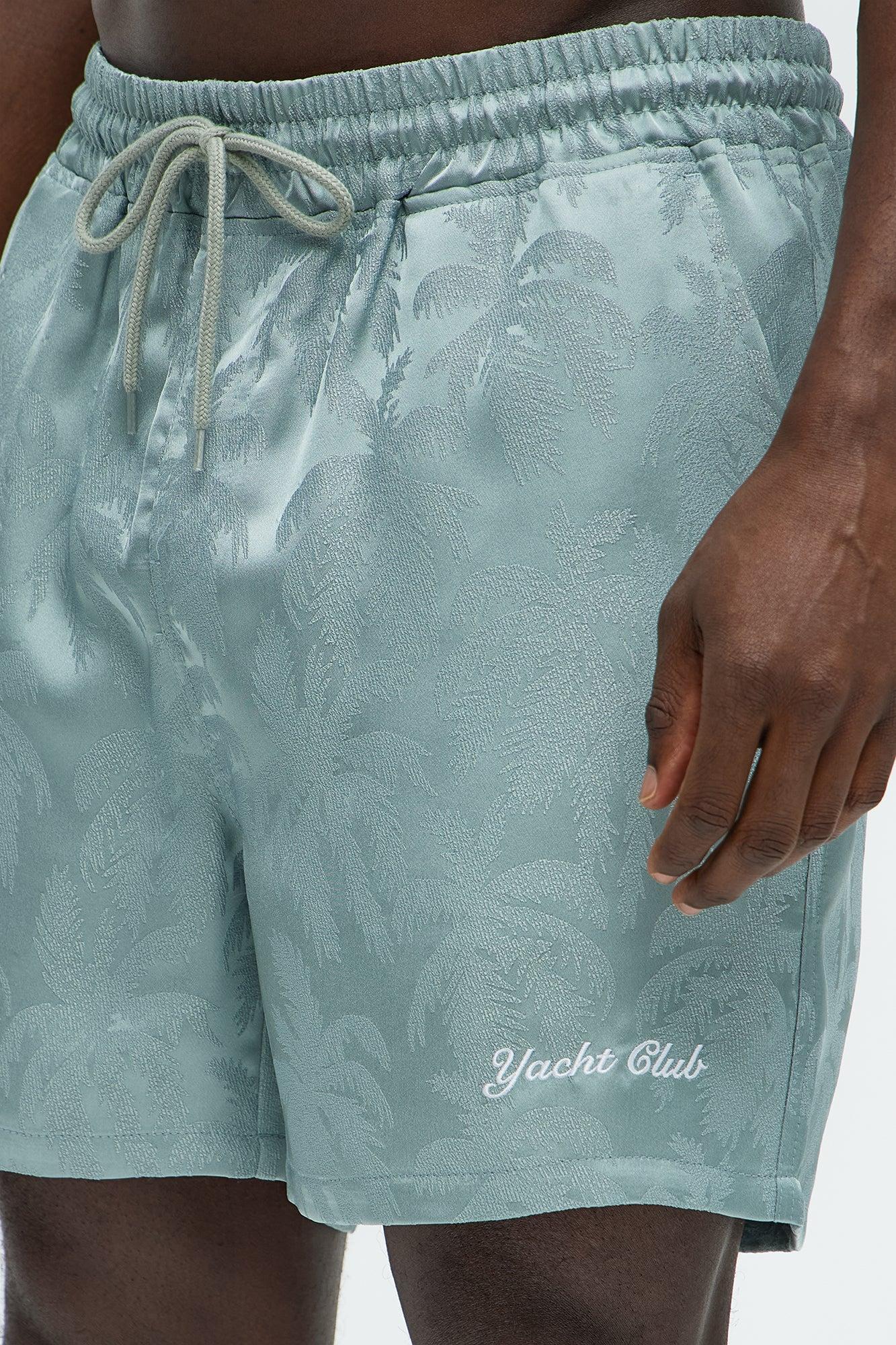Palm Trees Jacquard Relaxed Shorts - Green Product Image