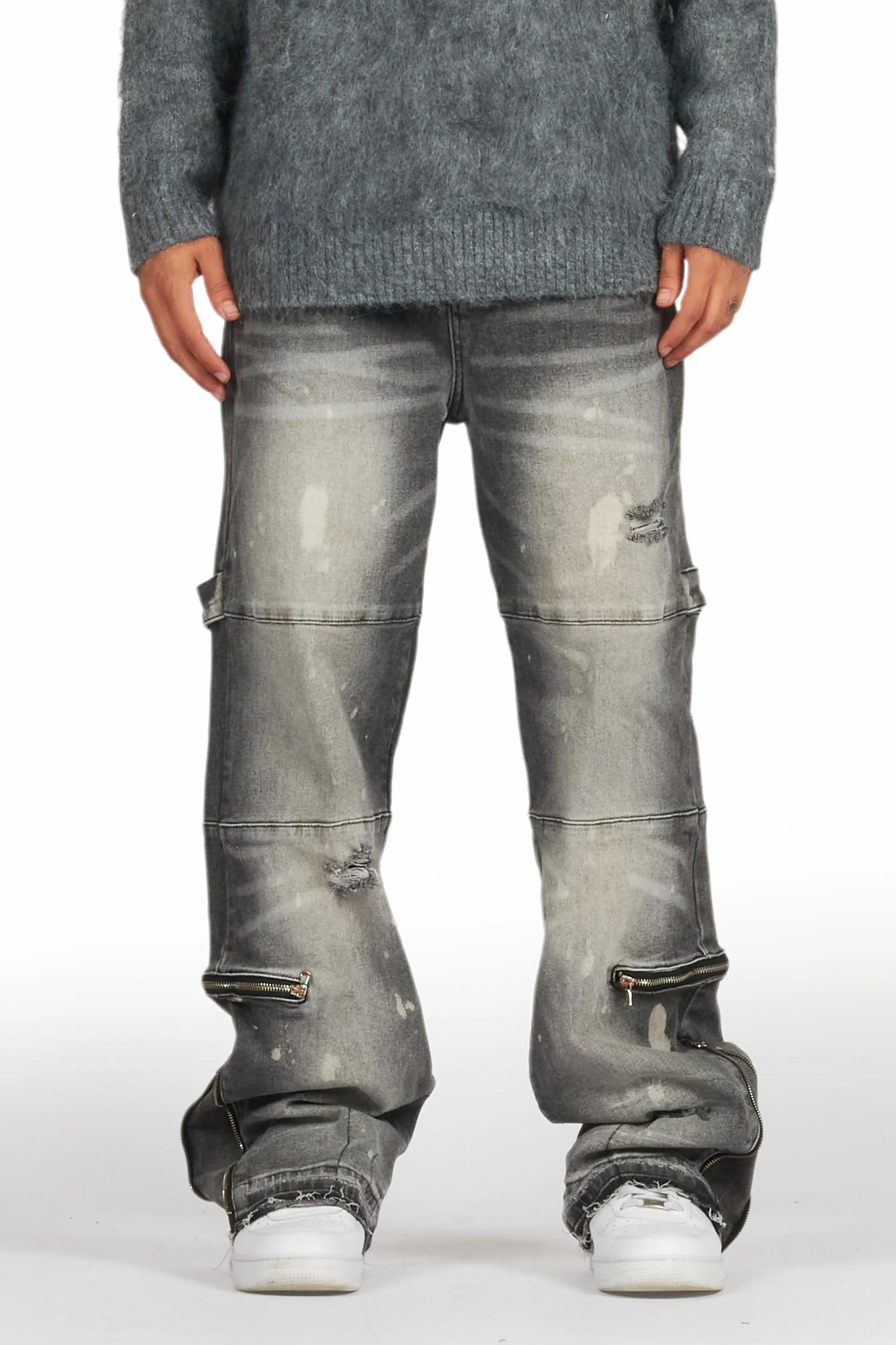 Grib Grey Bleach Baggy Jean Male Product Image