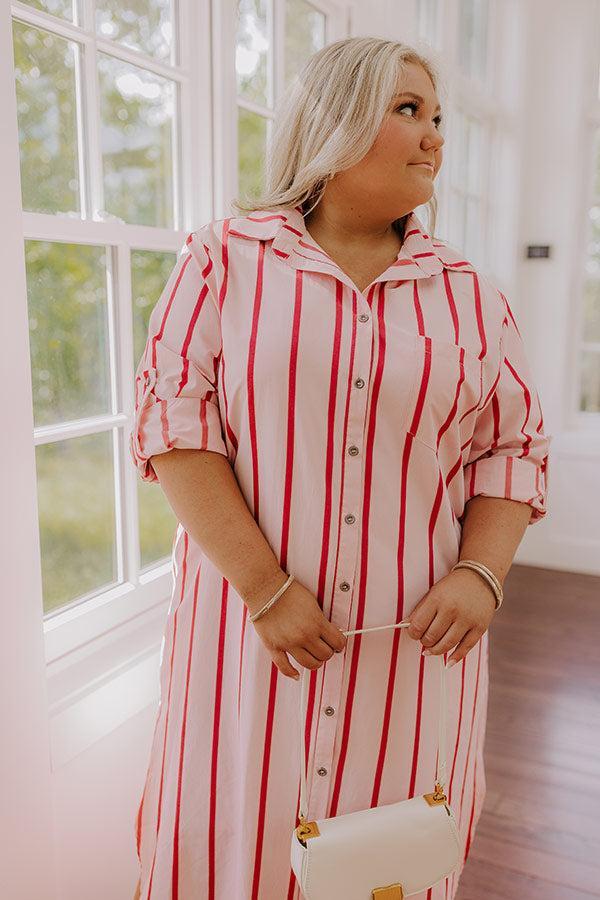 Coastline Chic Stripe Midi Dress Curves Product Image