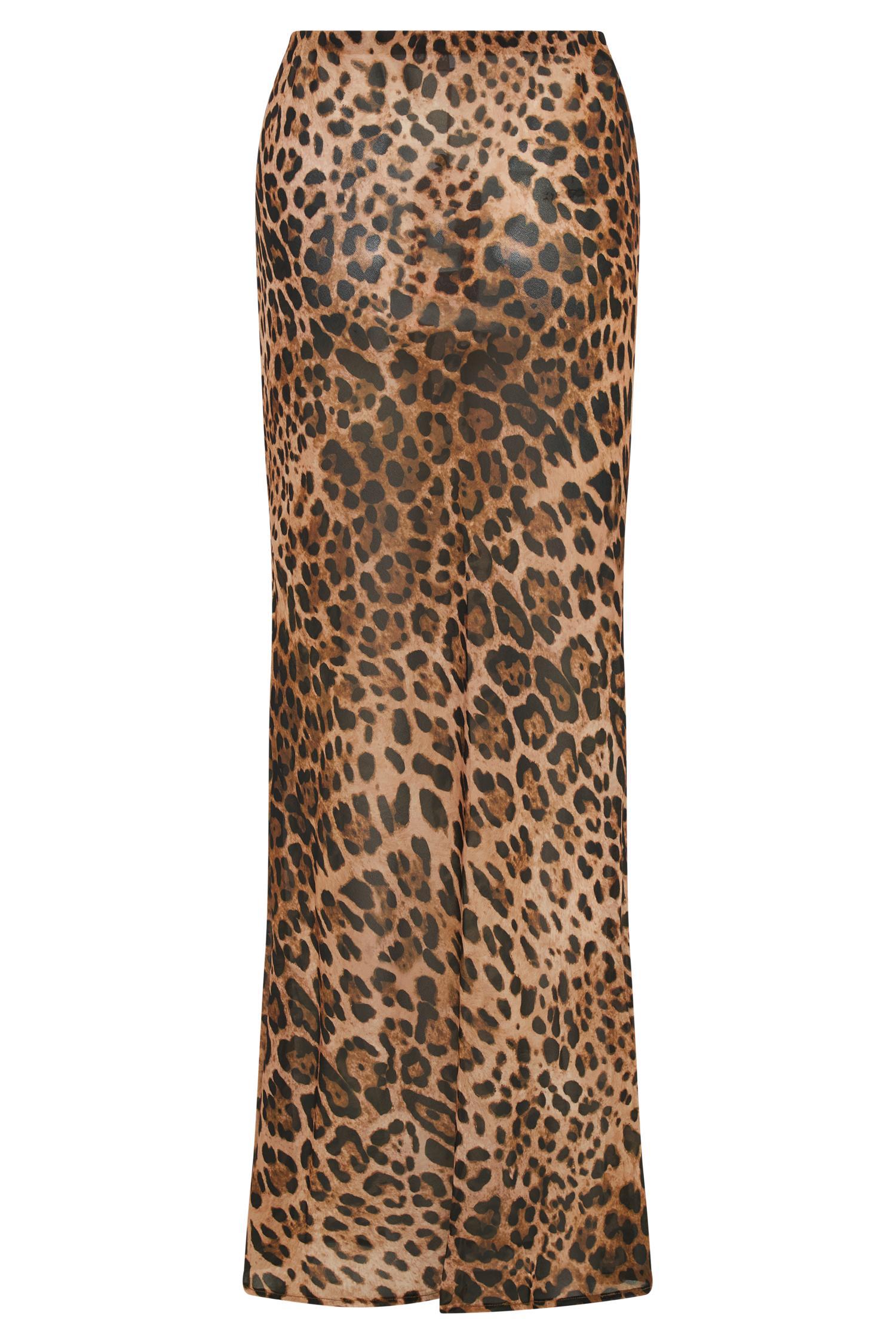Yvonne Chiffon Maxi Skirt - Leopard Print Product Image