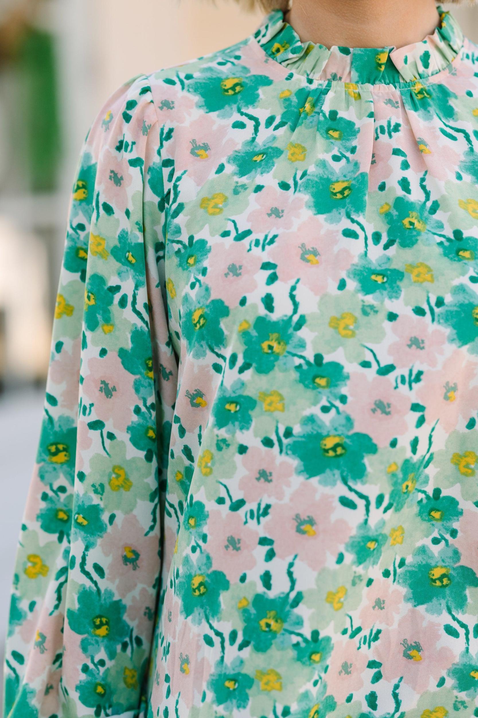 Can't Change Green Floral Blouse Female Product Image